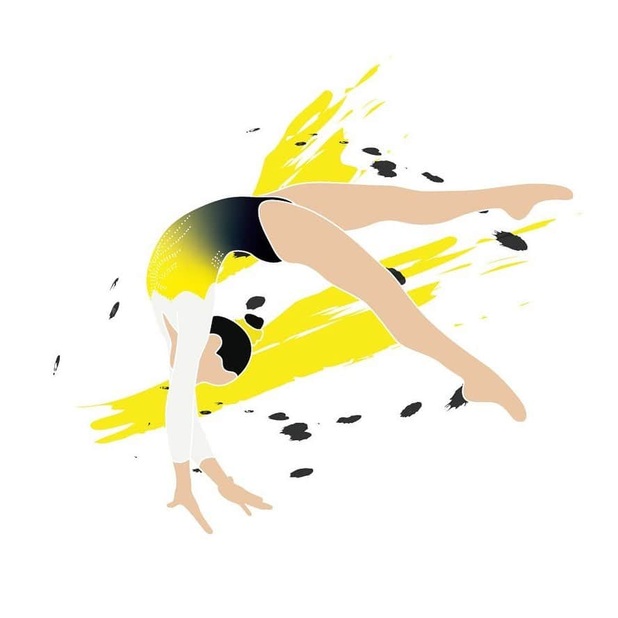 エミリー・チャンのインスタグラム：「Liu Ting Ting 🇨🇳 Perfect back handspring 😍 #gymnastics #illustration #china #gymnast #art」