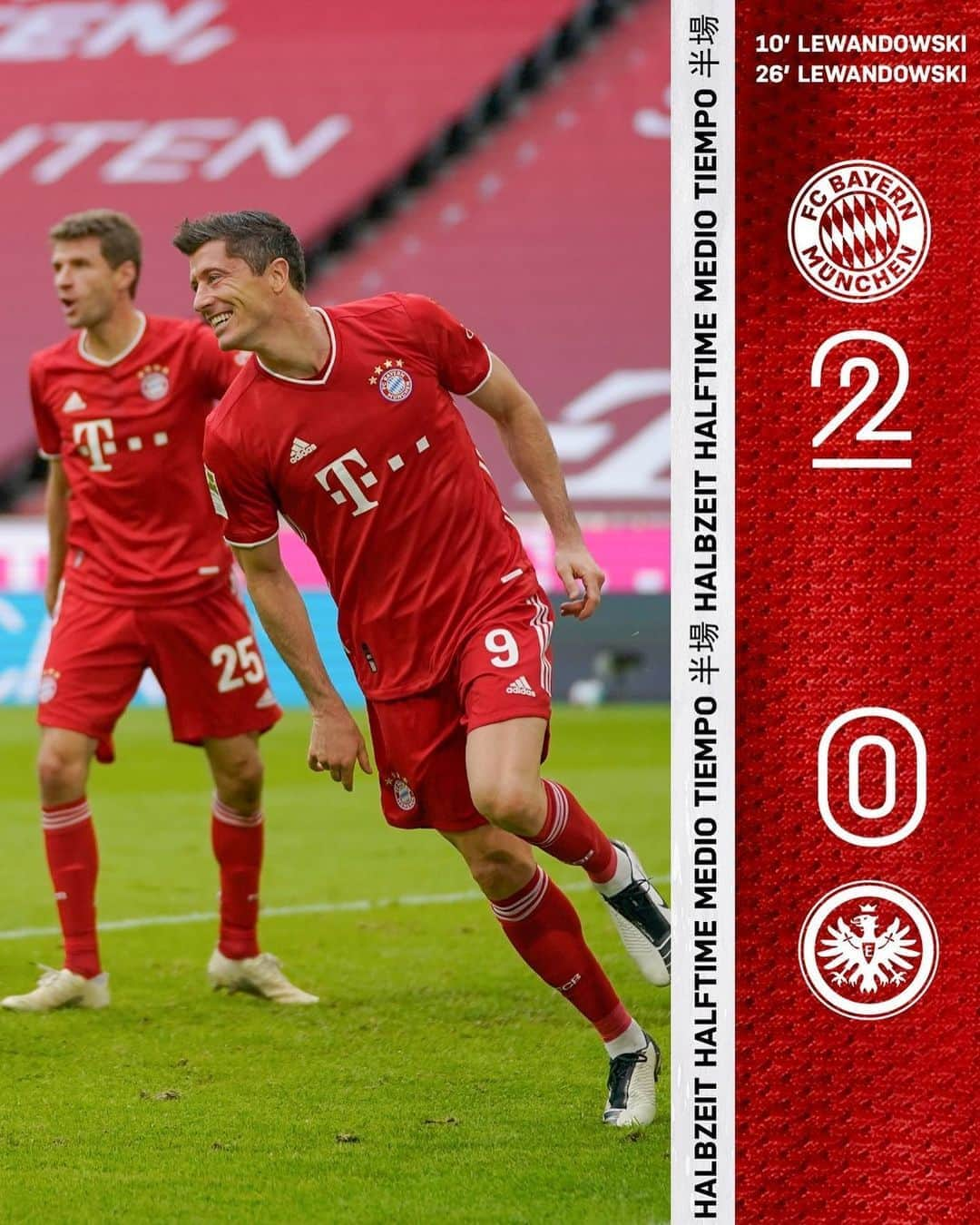 バイエルン・ミュンヘンさんのインスタグラム写真 - (バイエルン・ミュンヘンInstagram)「Two goals in our first half! 👏  #packmas #MiaSanMia #FCBSGE」10月24日 23時18分 - fcbayern