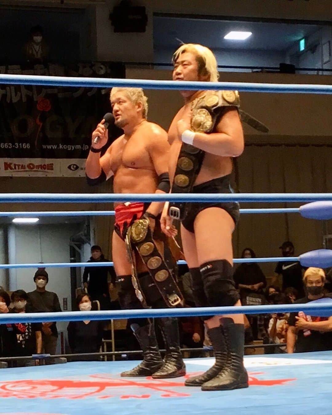 のインスタグラム：「全日本後楽園大会でした。観戦された皆様ありがとうございました😊  芦野・羆嵐は強敵でした。諏訪魔さんとの仲も元に戻り、防衛成功！この勢いで最強タッグ行くぞ！  #ajpw #暴走大巨人」