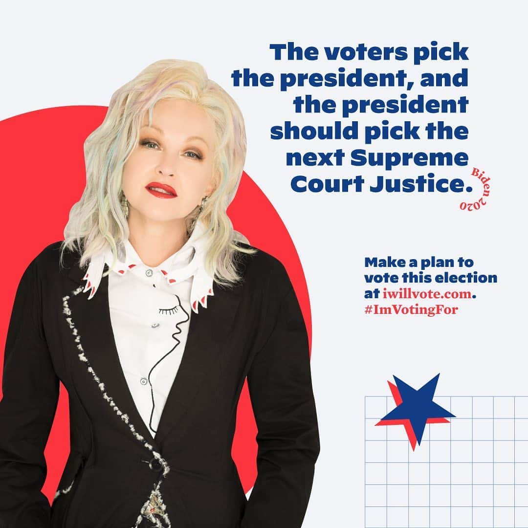 シンディ・ローパーさんのインスタグラム写真 - (シンディ・ローパーInstagram)「#ImVotingFor a president who is aware of the impact that the Supreme Court decisions have on our everyday lives. Head to iwillvote.com to make a plan. #VoteEarly #Vote」10月24日 23時48分 - cyndilauper