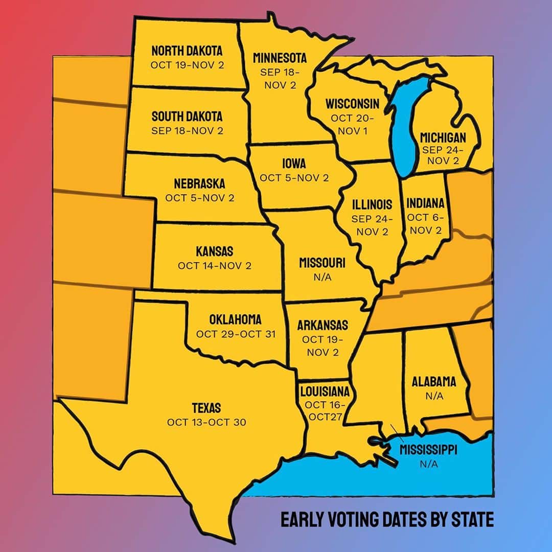 ベラミー・ヤングさんのインスタグラム写真 - (ベラミー・ヤングInstagram)「Well, you know I'm late to everything, but I was early to #VOTE! 🗳🎉 And you can be too! All the #EarlyVoting dates for each state are in these pix. Today was #NationalVoteEarlyDay , but it's a celebration at the polls EVERY day now thru Nov 3rd- & you're invited! 🤓 So make your voice heard & get your vote counted...EARLY! Hope everybody's having a beautiful night! #VoteEarly #EveryVoteCounts ❤️💗❤️💗❤️」10月25日 10時12分 - bellamyyoung