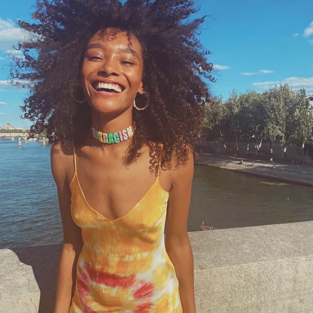 ダニジョーのインスタグラム：「Wearing our feelings 🧡🍊 @chey_maya in the Bullseye Tie-Dye Slip 🛒 #dannijogirls」