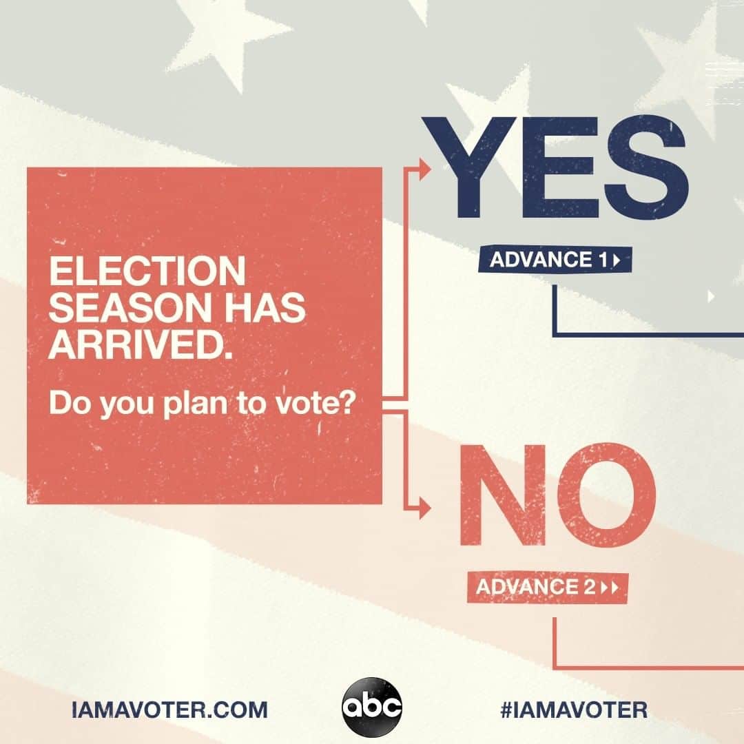 アメリカン・ブロードキャスティング・カンパニーのインスタグラム：「Choose your own adventure for #VoteEarlyDay! Tag three of your friends and check in that they've voted early or have a voting plan ready! #iamavoter #VoteNow #VoteEarly #Vote2020」