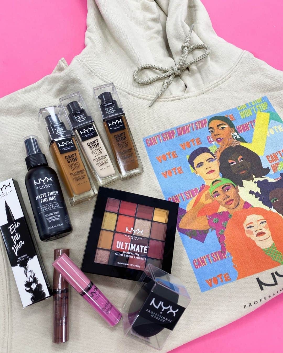 NYX Cosmeticsさんのインスタグラム写真 - (NYX CosmeticsInstagram)「#GIVEAWAY ALERT 🚨 Just 10 days until #ElectionDay! Have you voted early yet? 🗳️ We’re giving away our exclusive @monicaahanonu hoodie + some of our faves to 5️⃣ lucky beauties because #WeCantStopWontStop 🙌 Here's how to enter: ☑️ FOLLOW @nyxcosmetics ☑️ LIKE this post ☑️ TAG a friend to tell them to vote US Only. Official #Sweepstakes Rules: No purchase necessary. You must be over 13 years, a legal US resident. Starts at 11:00 AM PDT on October 24, 2020 and ends at 11:00 AM PDT on October 25, 2020. Odds of winning depend on the total number of entries received. Void where prohibited.」10月25日 2時59分 - nyxcosmetics