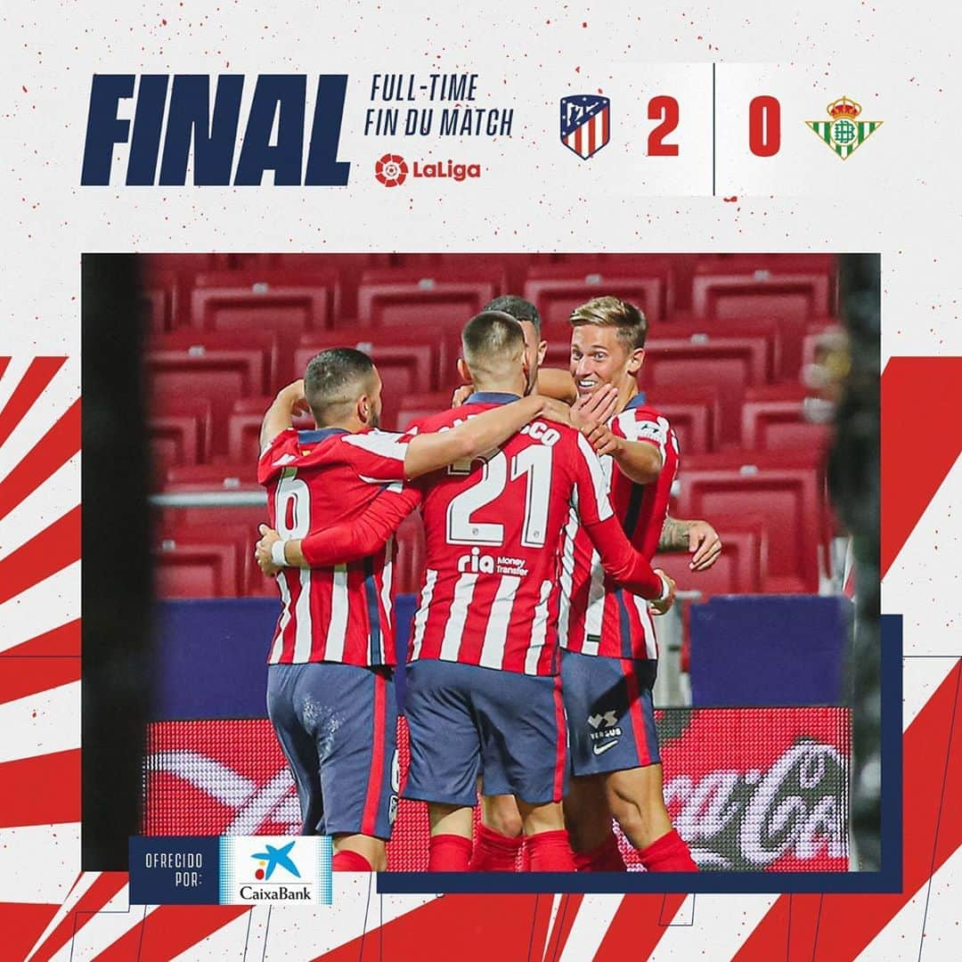 アトレティコ・マドリードさんのインスタグラム写真 - (アトレティコ・マドリードInstagram)「ATLETI WIN 🤩  🔴⚪#AúpaAtleti ⚽ #AtletiRealBetis」10月25日 5時54分 - atleticodemadrid