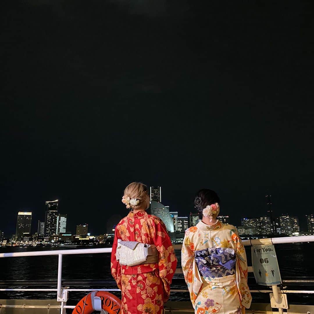 のインスタグラム：「* 浴衣ディナークルーズ👘 景色が最高でした！！！ フカヒレも美味しすぎた🤤💓 #王様のブランチ #週末トラベル #高田夏帆　ちゃん #松元絵里花」