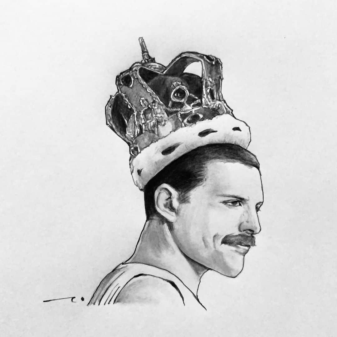 逢坂庵さんのインスタグラム写真 - (逢坂庵Instagram)「sketch1025 ・ ・ #pencilart #portrait #portraitsketch #illustration #illustagram #staedtler #monochrome #freddiemercury #queen #bohemianrhapsody #鉛筆画 #人物画 #素描 #イラスト #イラストグラム #フレディマーキュリー #クイーン #ボヘミアンラプソディー #cinema #movieart #request #リクエスト」10月25日 8時11分 - ohzaka_an