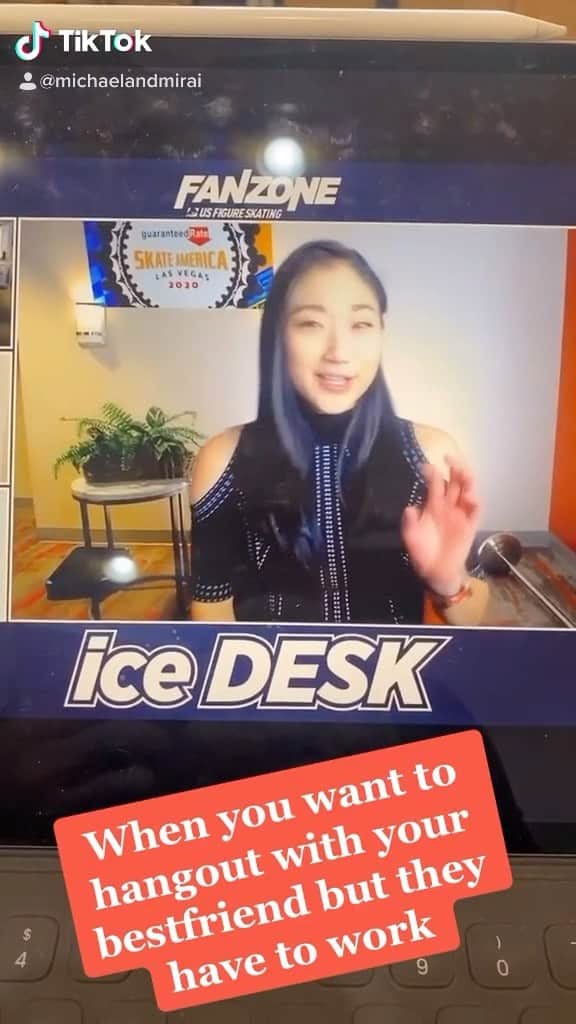 長洲未来のインスタグラム：「So excited to be a part of Ice Desk with @usfigureskating FanZone at #skateamerica  The event is being run so smoothly and we are all excited to have that dose of figure skating we’ve been missing. Sad that not everyone can be part of the “skubble” or skating bubble but hopefully everyone is tuning in!」