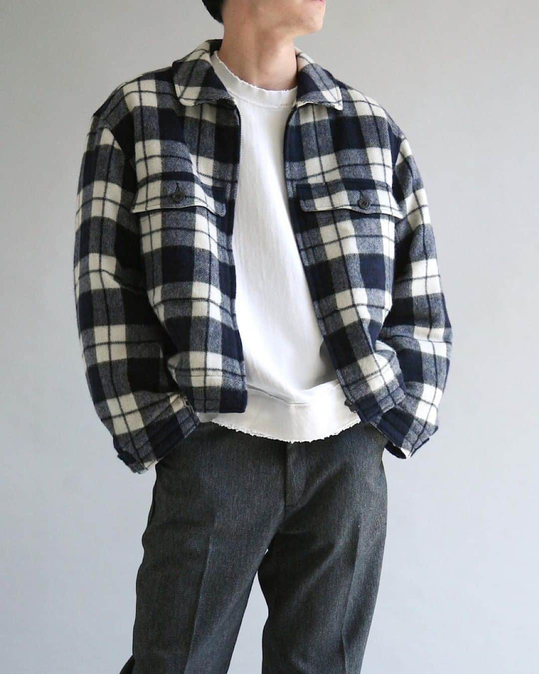 のインスタグラム：「. . . . AN080 WOOL CHECK FLIGHT JACKET WHITE . . . @anachronorm262 . . . @balanceokayama @anachronorm_context_gallery @frolic_hmr_ @flovelmentstore . . . #anachronorm #contextgallery #nakameguro #balanceokayama #okayama」
