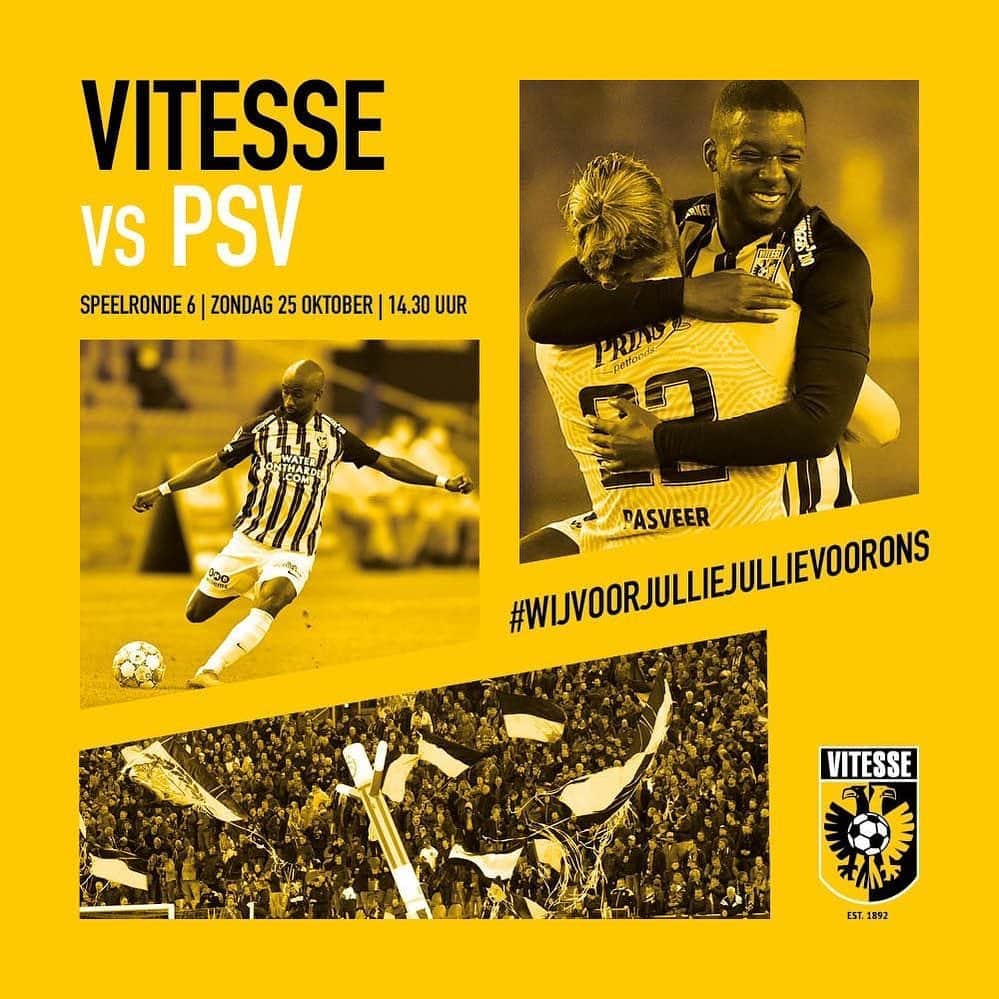 フィテッセさんのインスタグラム写真 - (フィテッセInstagram)「MATCHDAY ⠀ ⠀ Wij voor jullie, jullie voor ons! 💛🖤⠀ ⠀ #Vitesse #vitpsv #WijVoorJullieJullieVoorOns」10月25日 16時03分 - mijnvitesse