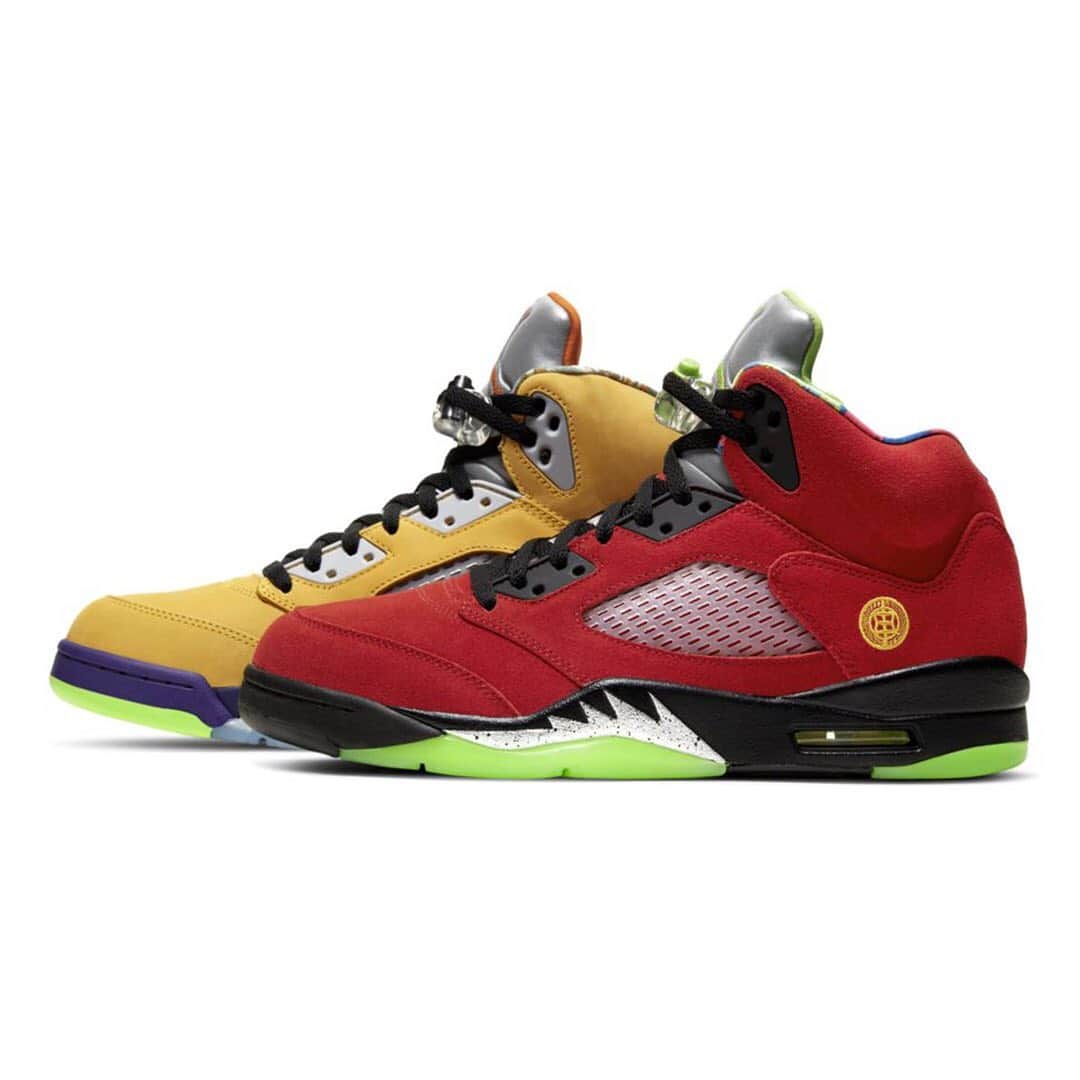 HYPEBEASTさんのインスタグラム写真 - (HYPEBEASTInstagram)「@hypebeastkicks: Here’s an official look at the Air Jordan 5 "What The.” Drawing from past designs, the yellow and red mismatched pair features elements from eight separate colorways, including details from the “Tokyo,” “Shanghai,” “Raging Bull,” “Bel-Air,” “Laser,” “Green Bean,” “Army Olive” and “Quai 54.” Expect it to drop on November 7 with a price tag of $220 USD.⁠⠀ Photo: @nike」10月25日 19時01分 - hypebeast