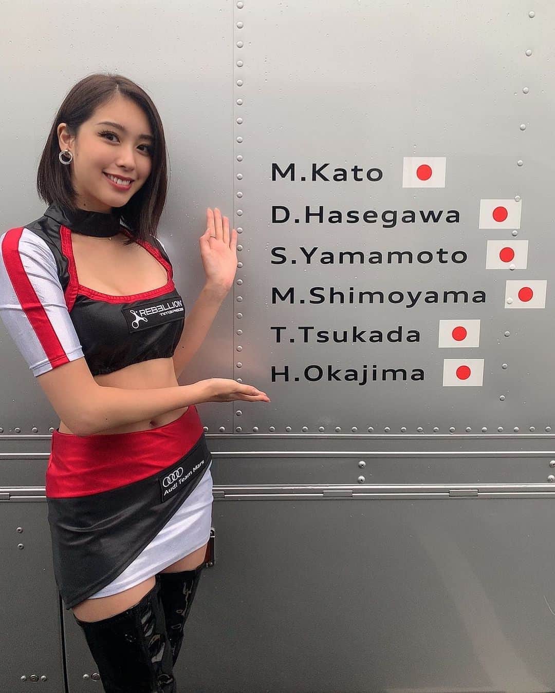 のインスタグラム：「今週土曜の10/31は岡山国際です🏎 REBELLIONトラックと📸 皆さま応援よろしくお願い致します📣 . #new #cyberjapan #サイバージャパン #新人 #cjd_chiaki #レースクイーン #Audi #65号車 #耐久レース #岡山国際」