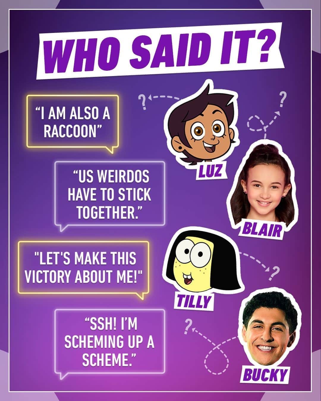 Disney Channelさんのインスタグラム写真 - (Disney ChannelInstagram)「How well do you know your Disney personalities? 🤔 Match the iconic quote to the character and share your guesses in the comments below! #WhoSaidIt」10月26日 1時00分 - disneychannel