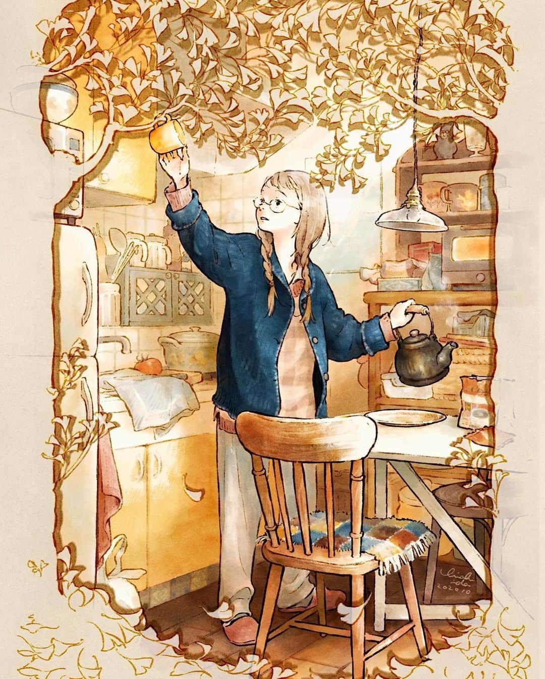 chiakiidaのインスタグラム：「☕️☀️ #illust  #illustration #イラスト」