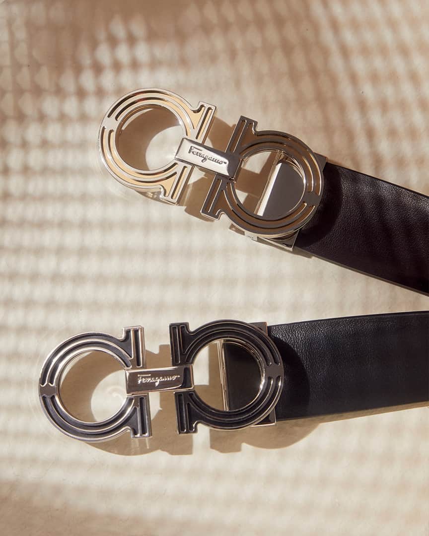 サルヴァトーレ・フェラガモのインスタグラム：「In a visual narrative that is testament to the house’s compelling lexicon of beautiful and timeless designs, featured here are reversible and adjustable belts embellished with an innovative double-wire gancini buckle for low-key sophistication. #FerragamoAW20」
