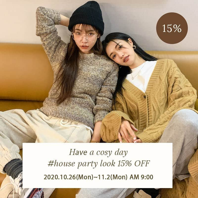 Official STYLENANDAのインスタグラム：「Have a Cosy Day~🧡 일상 속 따뜻한 순간들을 함께해 보세요📸 House Party Look 15% 할인!! 기간: ~11월 2일(월) AM 9:00까지  #stylenanda #newarrivals」