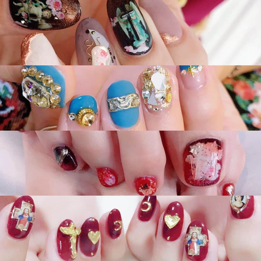 なかやまちえこのインスタグラム：「antique nails.⠀ ⠀ #nail #nails #nailart #ネイル #美甲 #ネイルアート  #japanesenailart #manucure #japanesenails #manicurist #gelnails #أظافر #네일아트 #미용 #vẽmóng #ngườiđẹp  #เพ้นท์เล็บ #искусствоногтя #artedeuñas #เพ้นท์เล็บเจล #ジェルネイルデザイン #ネイルデザイン #senikuku #nagelkunst #アンティークネイル #antiquenails ⠀ @pregelofficial @kimagure_cat_whim @bettygel_official @prexyofficial」