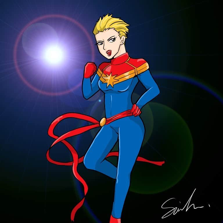 のインスタグラム：「#あなたの推しアメコミキャラ描きます企画 #MARVEL #キャプテンマーベル (#captainmarvel )#マーベル #mcu  #hero#MARVELhero #instapic #instadraw #アメコミ#手描き#pic#drawing  #japan#instadraw #marvelcomics #illustration#illustrator#art#drawing#artist#painting#artwork #cintiq #일러스트 #드로잉 #그림스타그램 #그림 #그림일기 #손그림」