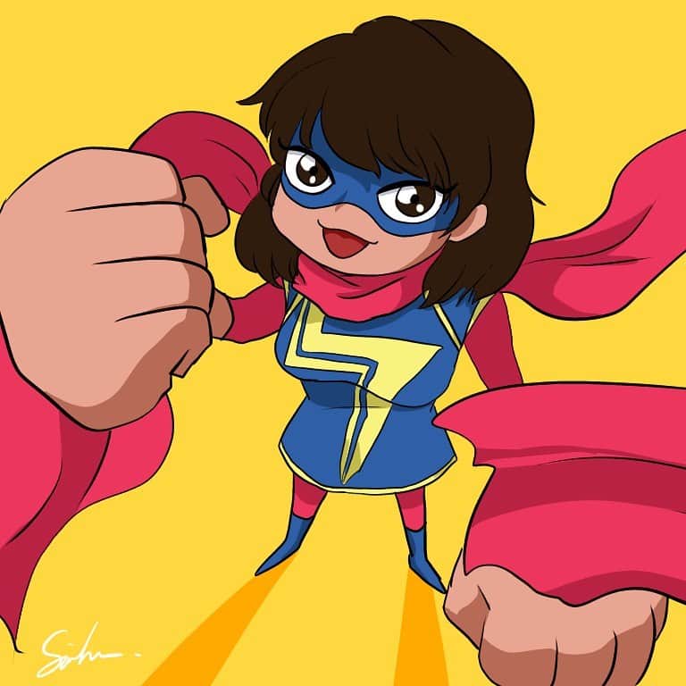 のインスタグラム：「#あなたの推しアメコミキャラ描きます企画 #MARVEL #ミズマーベル (#msmarvel )#マーベル #mcu #marvelraising  #hero#MARVELhero #instapic #instadraw #アメコミ#手描き#pic#drawing  #japan#instadraw #marvelcomics #illustration#illustrator#art#drawing#artist#painting#artwork #cintiq #일러스트 #드로잉 #그림스타그램 #그림 #그림일기 #손그림」