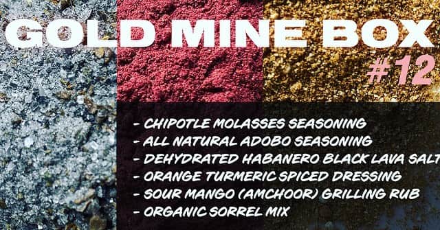ケリスのインスタグラム：「Good morning ! GOLD MINE BOX AVAILABLE NOW!!!! GO TO BOUNTYANDFULL.COM .Detox and level up . This box has heat !!!! Sour mango (amchoor) is great to help with weight loss , activated charcoal from the Hawaiian lava salt will detoxify , organic hibiscus is great fro hyper tension , cholesterol and blood health. Turmeric is great for digestion and inflammation, orange is packed full of vitamin c , chipotle molasses is so good you will want to put it on everything!!!!! go to bountyandfull.com it's a lifestyle !!!!! #healthyeating #farmfresh #cheflife #goodfood #healthylifestyle #foodasmedicine #delicious #spice #flavor #sabor #food #foodie #healthyfood #variety #love」
