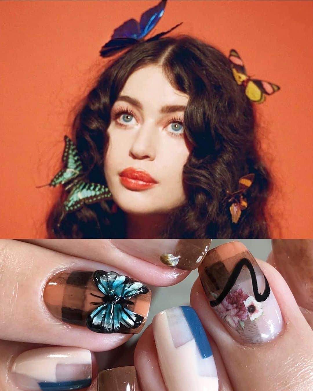 のインスタグラム：「like.. @gucci  ⚪️🟤🟠🟣🔵 勝手にコラボシリーズ   グッチぽいカラーは @nailparfaitgel を使ったよ♡ パフェのカラーは大人っぽくていつも素敵♪  #ショートネイル #スクエアネイル  #バタフライネイル #蝶々ネイル #グッチネイル #グッチ風ネイル  #gucci  #チェックネイル #ブロックチェック #秋ネイル #ジェルネイル #ジェルネイルデザイン #大人ネイル  #銀座ネイルサロン #東京ネイルサロン #mdanail #mdamayu」