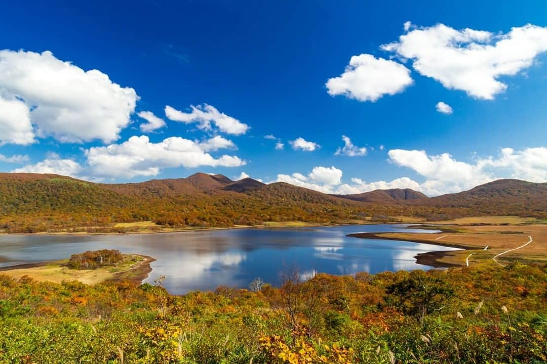 福島県さんのインスタグラム写真 - (福島県Instagram)「【雄国沼】  標高1,000mにある山上のカルデラ湖。夏はにぎわう湿原もひっそりと草紅葉（くさもみじ）に包まれ、つかの間の小春日和に湖面は青空を映す鏡のよう。   #雄国沼 #北塩原村 #福島県 #kitashiobaravillage #fukushima #traveljapan #futurefromfukushima #ふくしまからはじめよう #新しい生活様式からはじめよう」10月26日 17時18分 - realize_fukushima