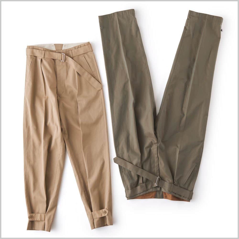 のインスタグラム：「【MP STORE】 AUTUMN/WINTER COLLECTION 2020 "MOTOR CYCLE"  マッキントッシュ フィロソフィーグレイラベルのシグネチャーモデル、モーターサイクルシリーズ。  《Balcombe》 ヴィンテージモーターサイクルトラウザーズをリファインした"Balcombe(バルカム)"。ウエストのバックル付き共地ベルトがアイコンのミリタリーパンツ。裾にはアンクルタブが付いているのでシルエット調整が可能。  #MPSTORE #MACKINTOSHPHILOSOPHY  #GREYLABEL #MPストア #エムピーストア  #マッキントッシュフィロソフィー #グレイラベル #MACKINTOSH  #マッキントッシュ #COLLECTION #2020 #British #ブリティッシュ  #BALCOMBE #バルカム #TROUSERS #パンツ #Unisex #ユニセックス . #Tokyo #Futakotamagawa #RISE  #Osaka #LUCUA #NambaParks」