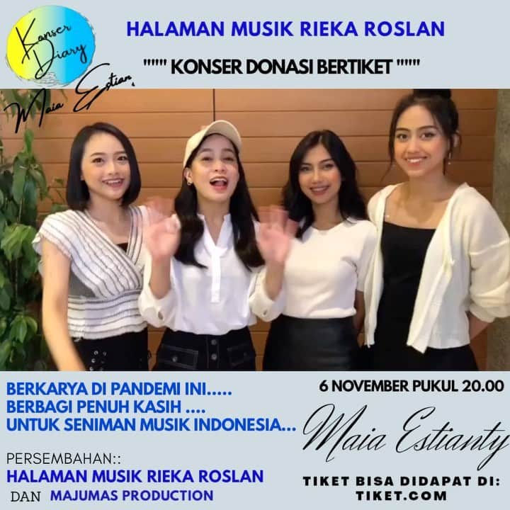 のインスタグラム：「“Konser Diary Maia Estianty” Link on my bio👆🏻 .  #konser #konsermusik #live #livestreaming #tiketcom #musikindonesia #halamanmusikriekaroslan #JKT48 #JKT48Acoustic」