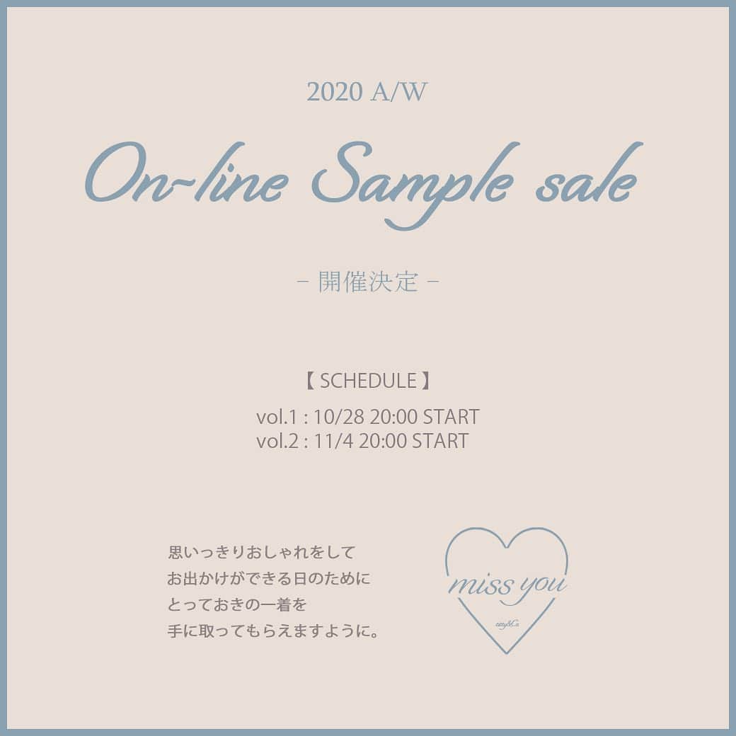 のインスタグラム：「簡単に、もっと身近にファッションを。﻿ ”on-line sample sale ”﻿ ﻿ 毎回大好評の"サンプルセール"を春夏に続き、﻿ ウェブ上での開催決定！﻿ ﻿ ﻿ ❥サンプルセール スケジュール﻿ ----------------------------﻿ vol.1 ﻿ ▶︎10/28 20:00 販売スタート﻿ ( 直前インスタライブ : 10/28 18:00 )﻿ ﻿ vol.2﻿ ▶︎11/4 20:00 販売スタート﻿ (直前インスタライブ : 11/4 18:00)﻿ ﻿ ﻿ ❥出品アイテムについて﻿ ----------------------------﻿ ・vol.1とvol.2では出品商品は異なります。﻿ ﻿ ・商品は、試作品やモデル撮影用のサンプル商品となり、一部ブランドタグ・製品タグが付いていない商品があります。﻿ ﻿ ・また、中には少々のキズや汚れ等があるものがございますが、着用されるに問題がないものを特別プライスにてご提供させていただきます。【返品・返金・交換はできません】﻿ ﻿ ・その分、破格のプライスにてご提供させていただきますのでご理解の程どうぞ宜しくお願い致します。﻿ ﻿ ﻿ ❥決済方法﻿ ----------------------------﻿ コンビニ決済 / 翌月後払い / PayPal / 銀行振り込み﻿ キャリア決済 / 楽天ペイ﻿ ﻿ ﻿ ❥送料﻿ ----------------------------﻿ 一律550円﻿ ¥5000以上のご購入で送料無料﻿ ﻿ ﻿ ﻿ 思いっきりおしゃれをして﻿ お出かけができる日のために﻿ とっておきの一着をお手に取っていただけますように。﻿ ﻿ 皆さまのご参加を心よりお待ちしております。﻿ ﻿ ﻿ #tittyandco #tittyco #2020 #夏 #秋 #ティティーアンドコー #おうち時間 #おうち時間をおしゃれ時間に  #ワンピース #ニット #スカート #ブラウス #サンプルセール #stayhome #gototravel」