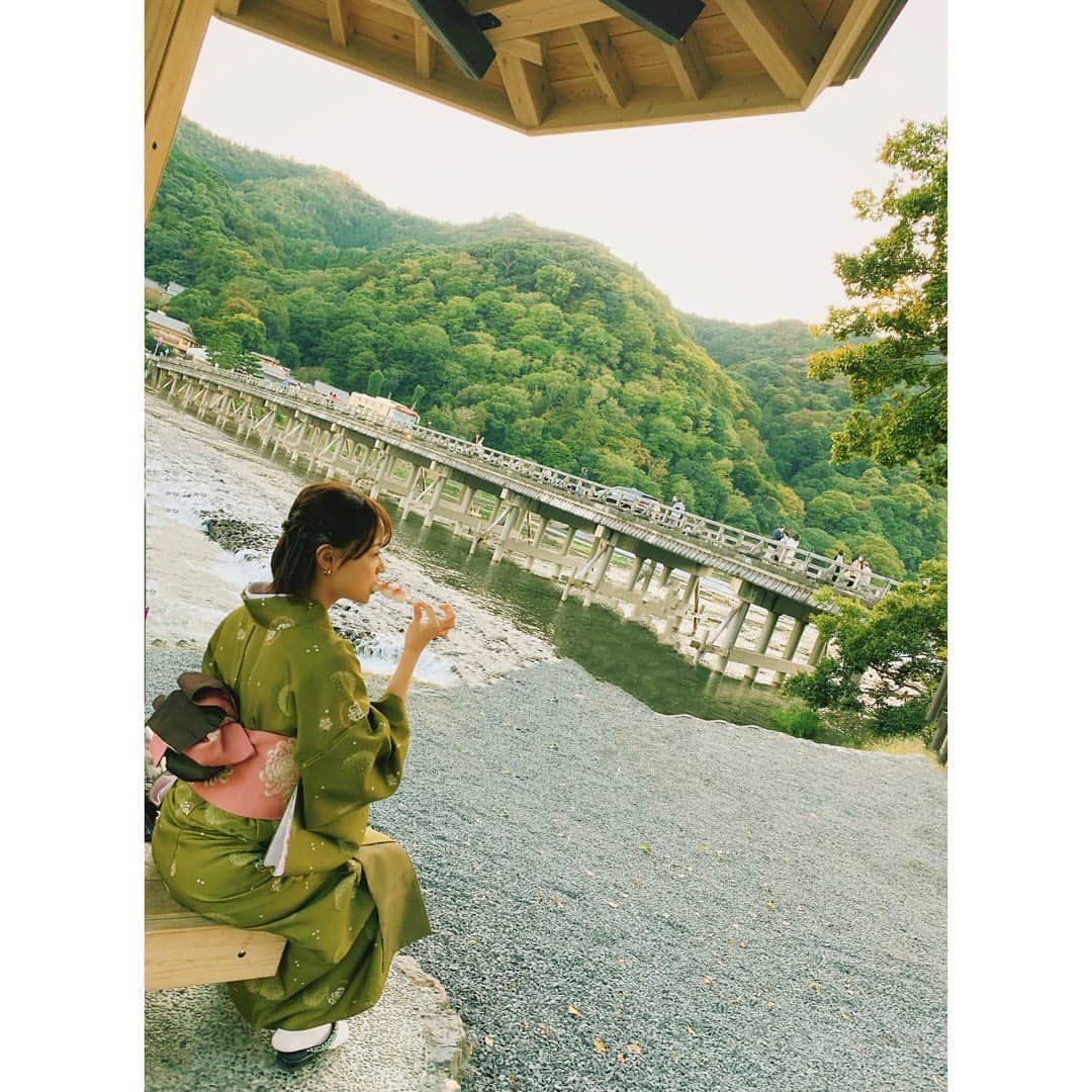 寺川里奈のインスタグラム：「抹茶色🍵🍃  #京都 #日本 #着物 #和 #旅 #旅行 #Kyoto #travel #trip #nature」