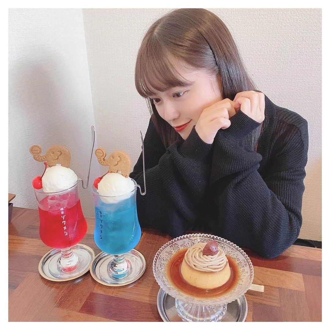 竹内彩姫さんのインスタグラム写真 - (竹内彩姫Instagram)「るーちゃんと先日Cafe行ってきたよ🐘♡ 1時間半並んだけど二人で話してたらあっという間だった♪  #喫茶ゾウメシ #喫茶店 #喫茶店巡り #cafe #クリームソーダ #モンブラン #プリン #名古屋カフェ #名駅カフェ」10月26日 21時46分 - takeuchisaki_1124