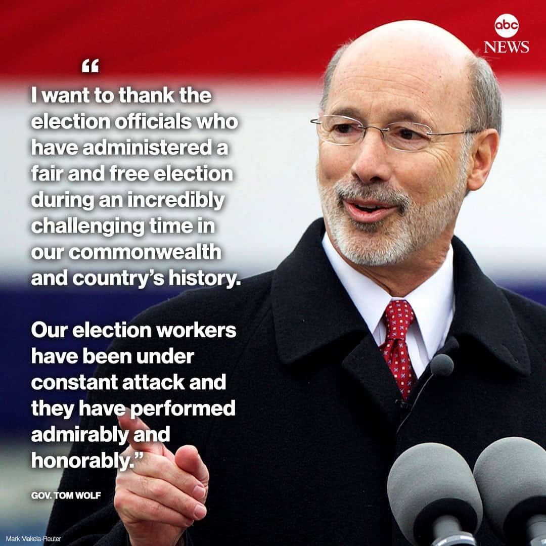 ABC Newsさんのインスタグラム写真 - (ABC NewsInstagram)「Pennsylvania Gov. Tom Wolf on certification of election results: "I want to thank the election officials who have administered a fair and free election during an incredibly challenging time in our commonwealth and country's history." #tomwolf #pennsylvania #election #election2020 #joebiden #donaldtrump⁠ ⁠ Read the latest headlines at LINK IN BIO.」11月25日 2時15分 - abcnews