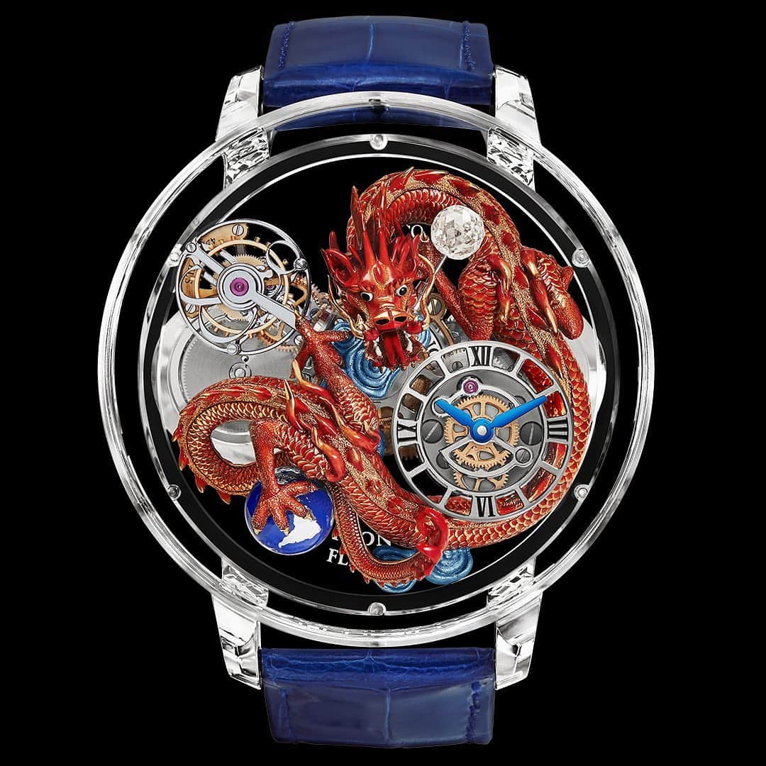 Daily Watchさんのインスタグラム写真 - (Daily WatchInstagram)「The incredible @jacobandco Astronomia Flawless Tourbillon Dragon 🐉 This unique piece pays homage to the Dragon Emperors, featuring a hand-engraved, hand-painted 18K red-gold dragon in the center of the iconic Astronomia movement 🤯 #DailyWatch #Jacobandco」11月24日 19時28分 - dailywatch