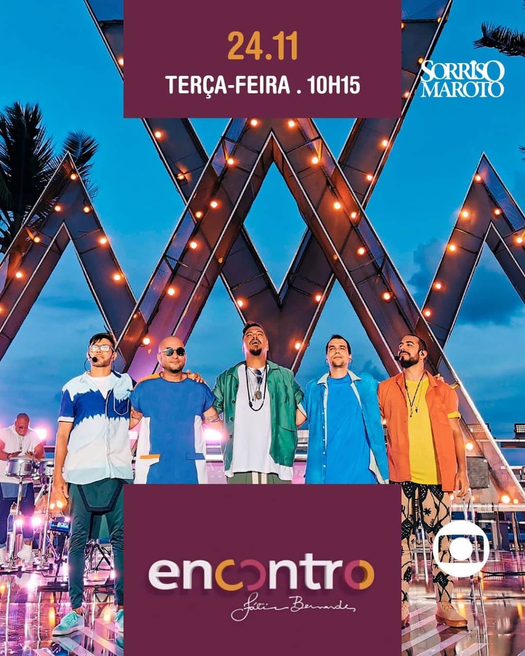Sorriso Marotoのインスタグラム：「Hoje tem Encontro Com Fátima, a partir das 10:15 na @redeglobo! Essa é pra quem gosta de curtir um pagodin logo cedo. 😁」