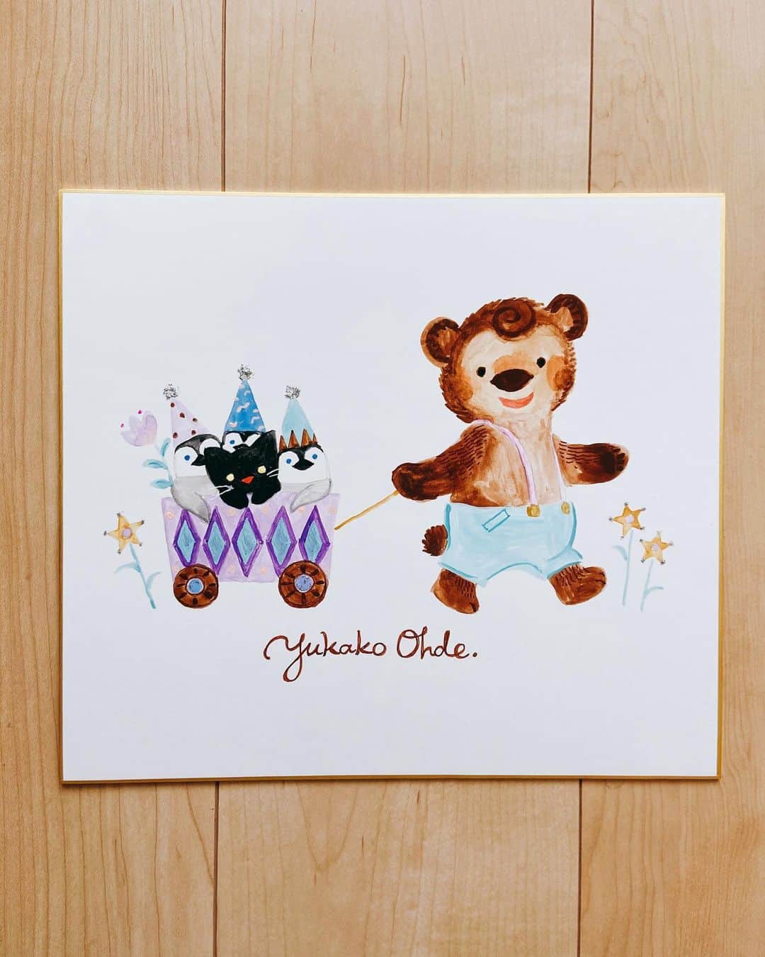 おおで ゆかこのインスタグラム：「【名士チャリティ色紙展示即売会】にてご依頼頂き、色紙を寄贈させて頂きました。 11月28日(土) ・29日(日)10：00～17：00 黒柳徹子さん、藤城清治さんなど名だたる方々、イラストレーターさん方も多数参加されています。お近くの方はぜひ！収益金は福祉のために使われるとのことです。」