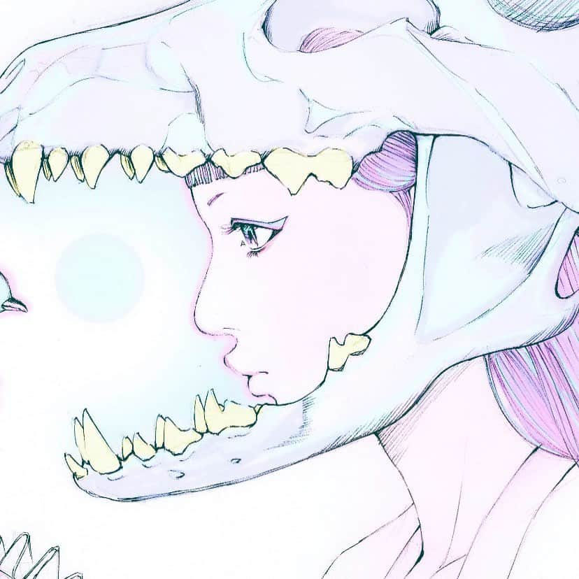 COCOCHOE - Fine Artistのインスタグラム：「Dinosaunyo : WIP Coloring Close Up Version (2016-2020) by COCOCHOE   Pen on A3 Paper  N Digital Painting WIP  #beauxarts #現代アート #現代美術 #アナログイラスト #らくがき #イラストレーション #イラストグラム #ペン画 #アートワーク #デッサン #漫画好きな人と繋がりたい #漫画家 #少女漫画 #fineart #arte #illustrationart  #イラストレーター #fashionillustration #myartwork #ファッションイラスト #お絵かき #お絵描き好きな人と繋がりたい #モデル #coverart #figuredrawing #ポートレートモデル #イラストレーターさんと繋がりたい #絵が好きな人と繋がりたい #絵描きさんと繋がりたい #ファッション部」