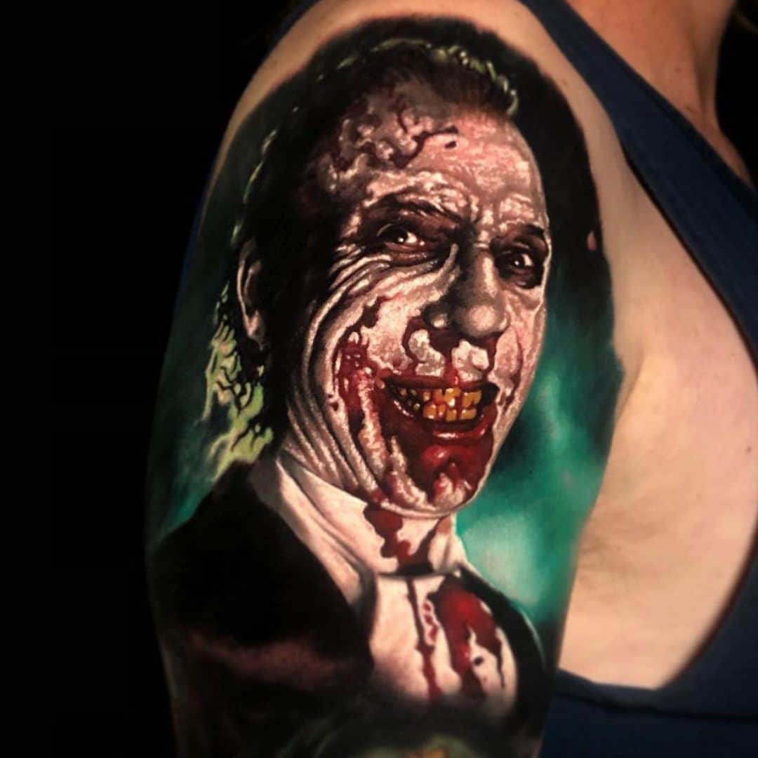 ロブ・ゾンビのインスタグラム：「It’s TATTOO TUESDAY! Today I thought we would focus on the one and only DOOM-HEAD! If you see your work or tattoo let us know in the comments. 👍🏼#31 #doomhead #robzombie #richardbrake」