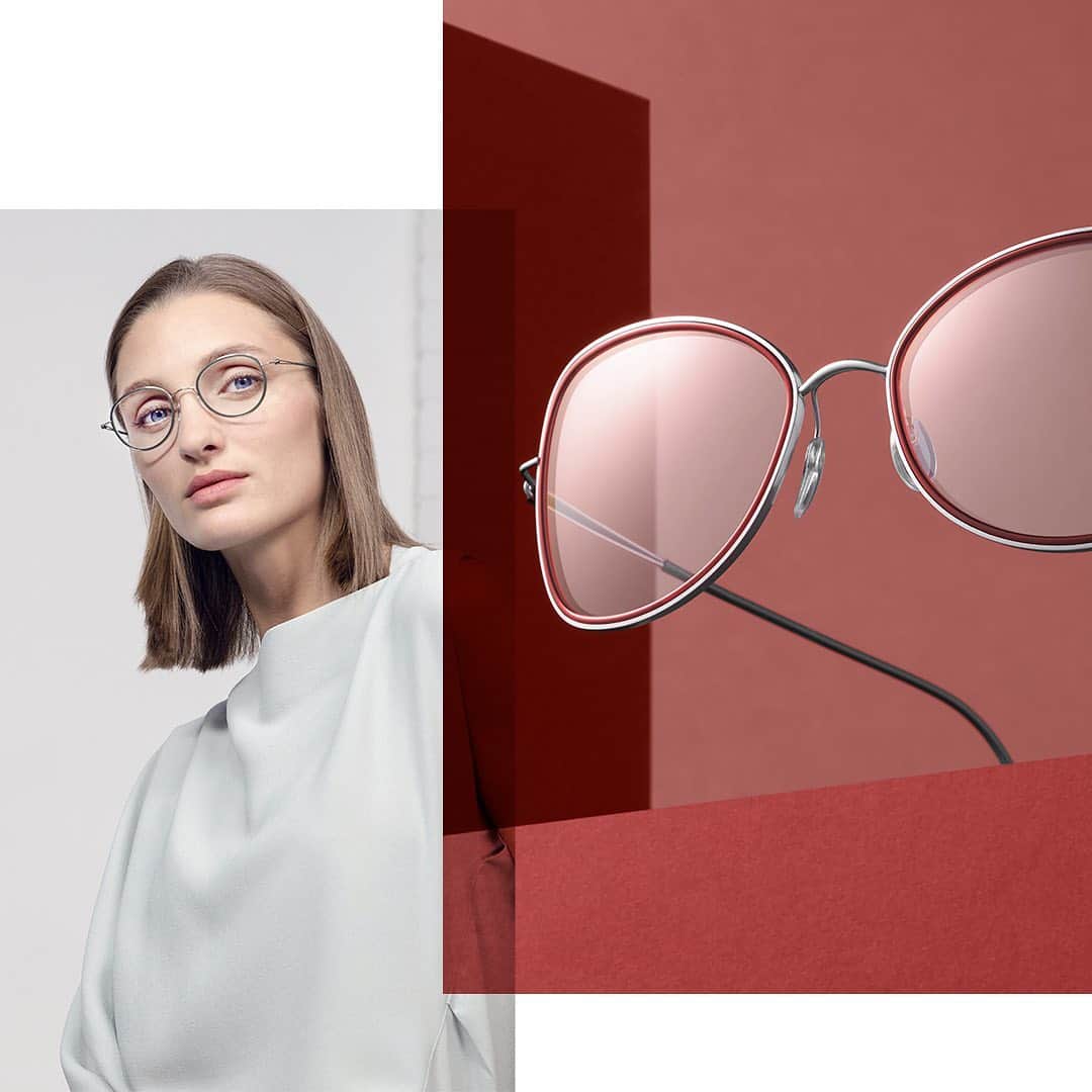 シルエットのインスタグラム：「Our latest color tone, Cyber Red expresses your inner confidence to the world. Featuring: Lite Duet 5542  4558⁠  5544⁠⠀ .⁠⠀ .⁠⠀ .⁠⠀ #silhouetteeyewear #tryitwearitloveit #eyeweardesign #luxuryeyewear #fashioneyewear #opticalframes」