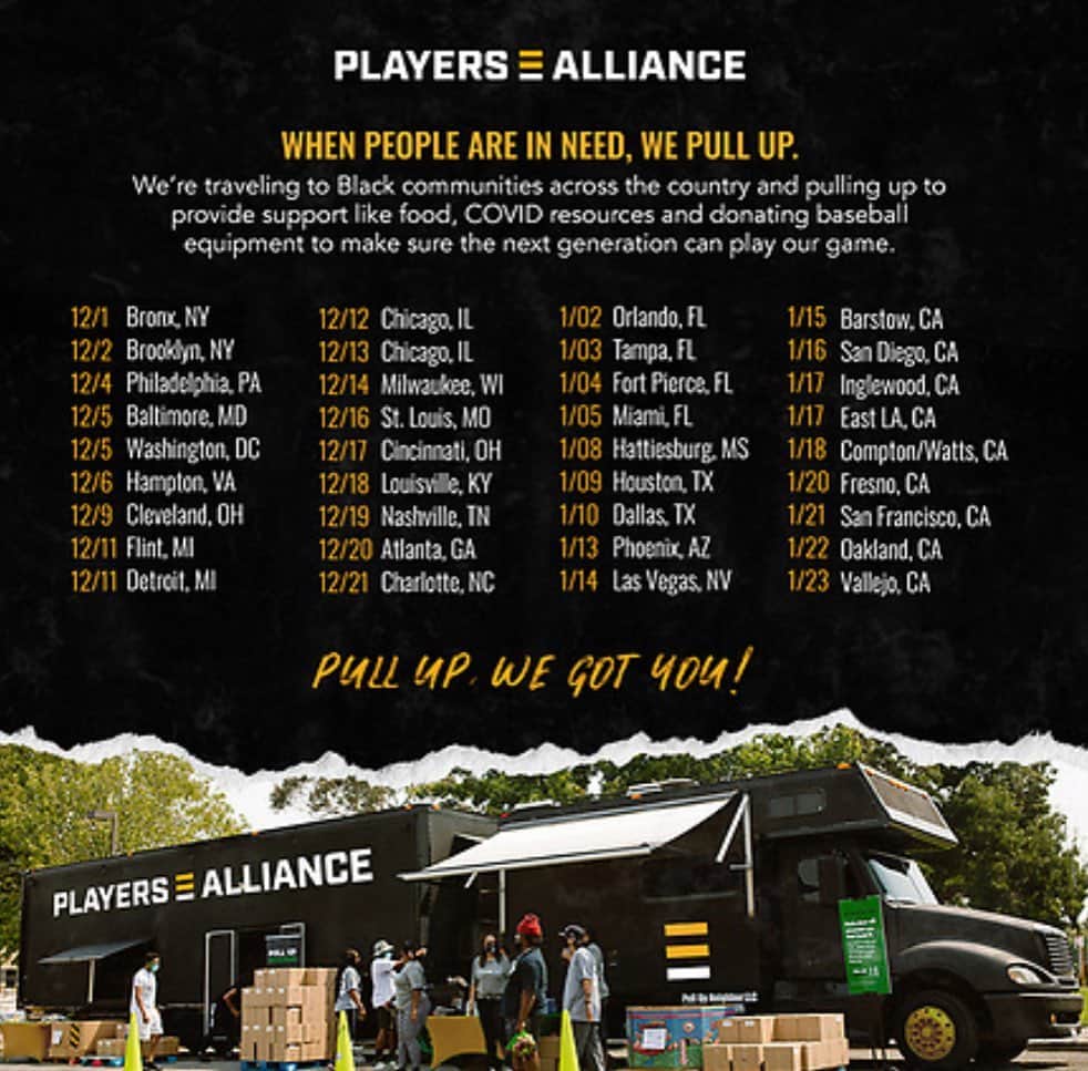 デライノ・デシールズ・ジュニアのインスタグラム：「The Players Alliance is pulling up to a city near you, investing $1 million to support Black communities across the country. Visit @ThePlayersAlliance for more info on our #PlayersPullUp tour.」