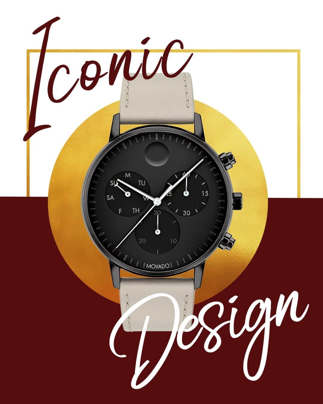モバードのインスタグラム：「A showstopping chronograph designed with modern day neutrals. #MovadoFace」