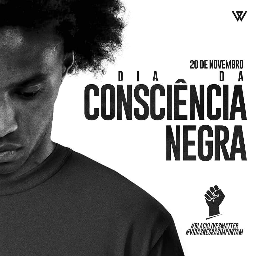 ウィリアンのインスタグラム：「Dia da consciência negra, mas infelizmente mais um dia de luto pela morte de um homem negro que foi covardemente espancado no Brasil. #vidasnegrasimportam #blacklivesmatter #luto #diadaconsciêncianegra」