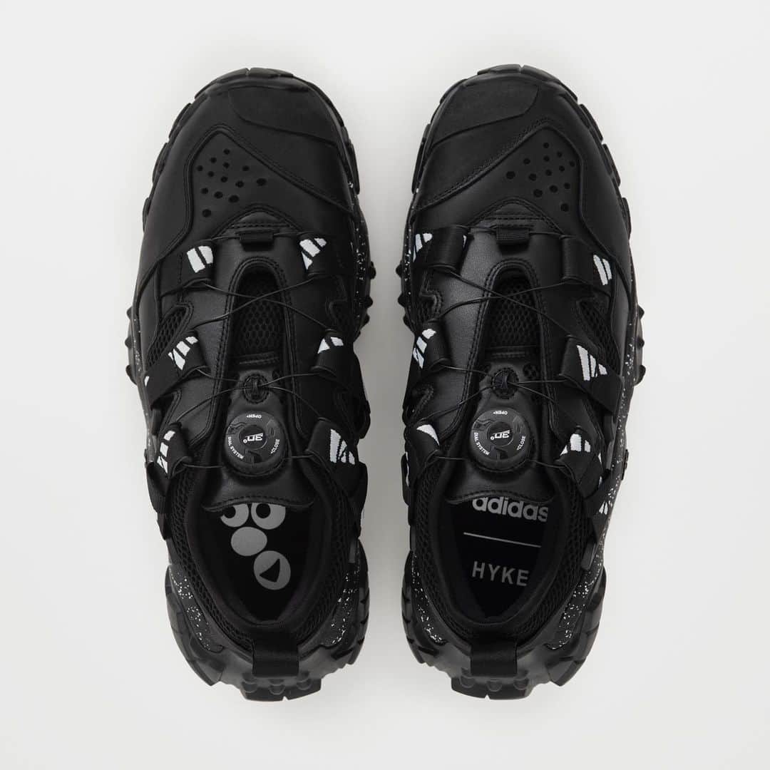 HYKEさんのインスタグラム写真 - (HYKEInstagram)「adidas by HYKE 2020 FW - AH-002 XTA FL ARTICLE NO. FY3942 COLOR  Black SIZE  22cm – 32cm - Inspired by 90's adidas archive Equipment Adventure footwear, updated with FREELOCK dial closure system. By turning the dial, you can adjust shoe laces by 1mm, which minimizes friction against shoes and achieves comfort. Original marble graphic applied on the mid sole.  Full grain leather and mesh textile combination upper.  adidas performance logo applied on the webbing tape. - #hyke #adidas」11月20日 22時03分 - hyke_official