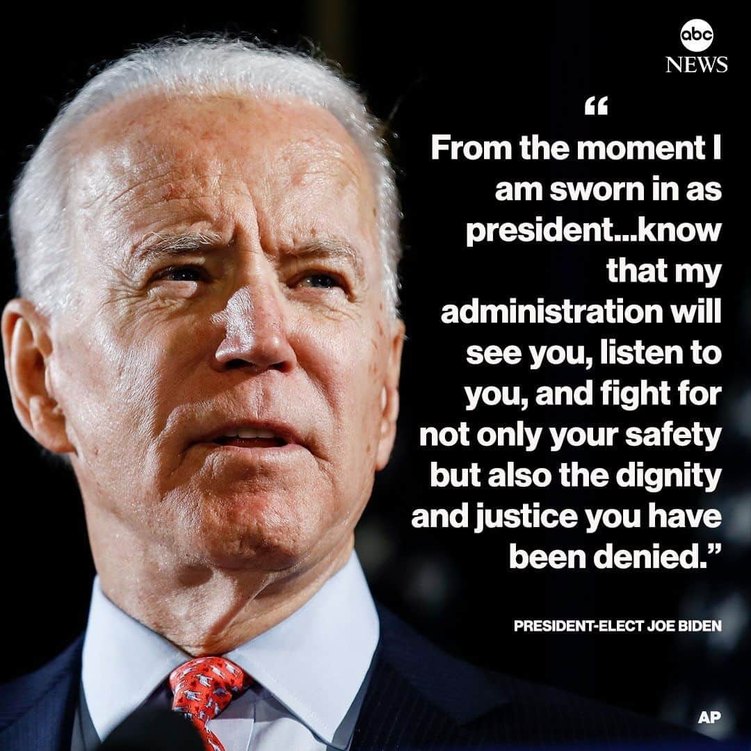 ABC Newsさんのインスタグラム写真 - (ABC NewsInstagram)「NEW: Pres.-elect Joe Biden issues statement on Transgender Day of Remembrance: "My administration will see you, listen to you, and fight for not only your safety but also the dignity and justice you have been denied." #joebiden #transdayofremembrance #transgender #transrights #lgbtrights」11月20日 22時29分 - abcnews