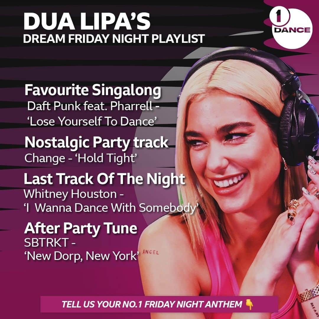 BBC Radioさんのインスタグラム写真 - (BBC RadioInstagram)「IT'S FRIDAY THEN... feeling all kinda ways because @dualipa is joining @anniemacmanus for a takeover tonight from 6pm, here's a flavour of what she likes to listen to on a Friday night ⚡️ Listen on @bbcsounds」11月21日 1時00分 - bbcradio1