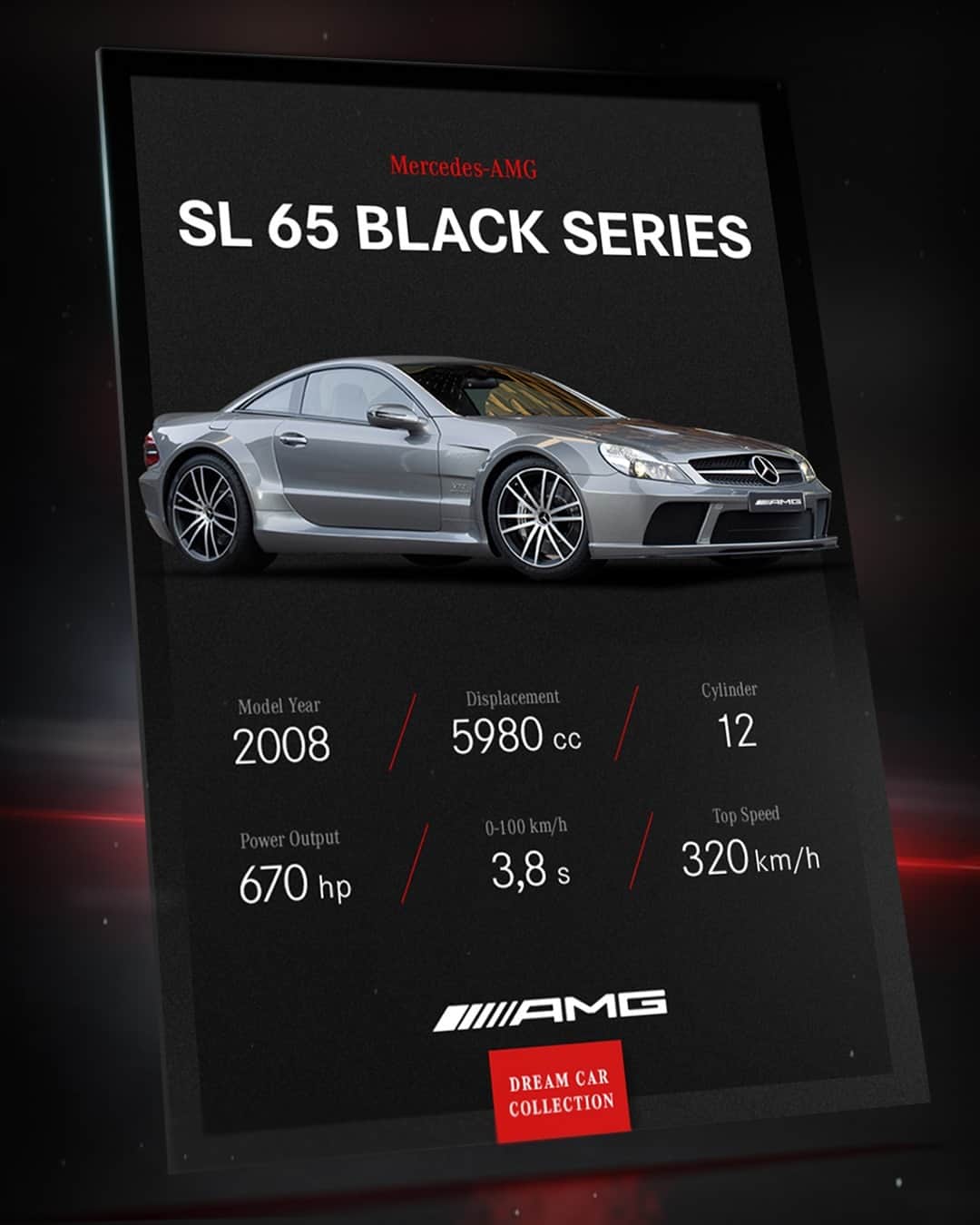 Mercedes AMGさんのインスタグラム写真 - (Mercedes AMGInstagram)「We asked you which models you'd like to add to your #DreamCarCollection. Here we go! Take a screenshot or hit the flag now to complete your collection with the SL 65 Black Series!  #DreamCarCollection #DreamCarFriday #AMGCollect #affalterbach #cars #carcollection #2000s」11月21日 2時00分 - mercedesamg