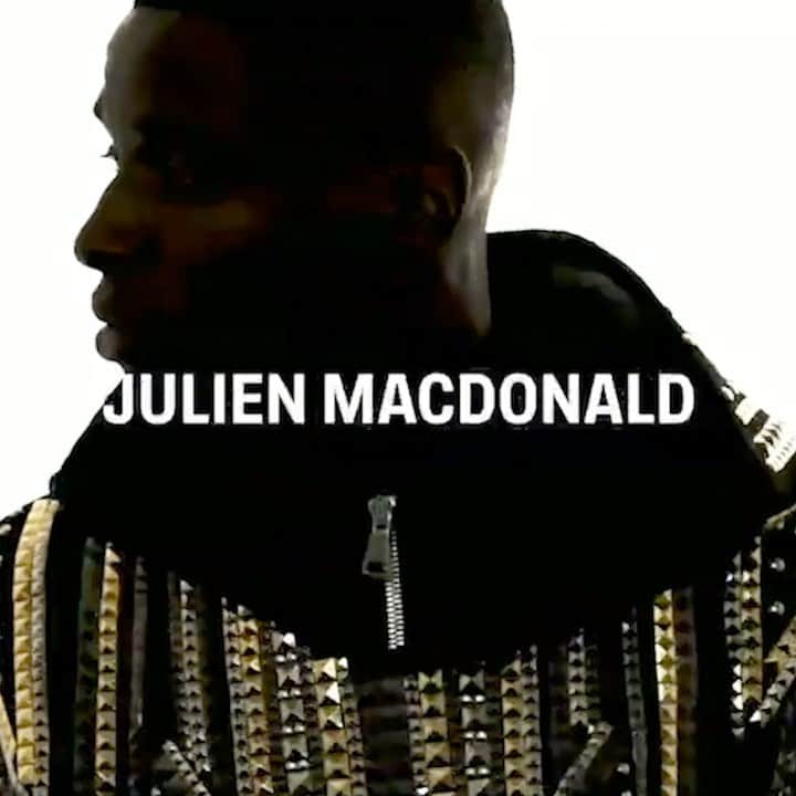のインスタグラム：「The seductive @efos looking dazzling in an incredibly detailed #JULIENMACDONALD studded hoody with bold linear graphics in multifaceted metallics as he infiltrated the backstage booth at the #JM Fashion Show  Video by @will_ainsworth Photography @matthewjapayne Styled by @karlplewka」