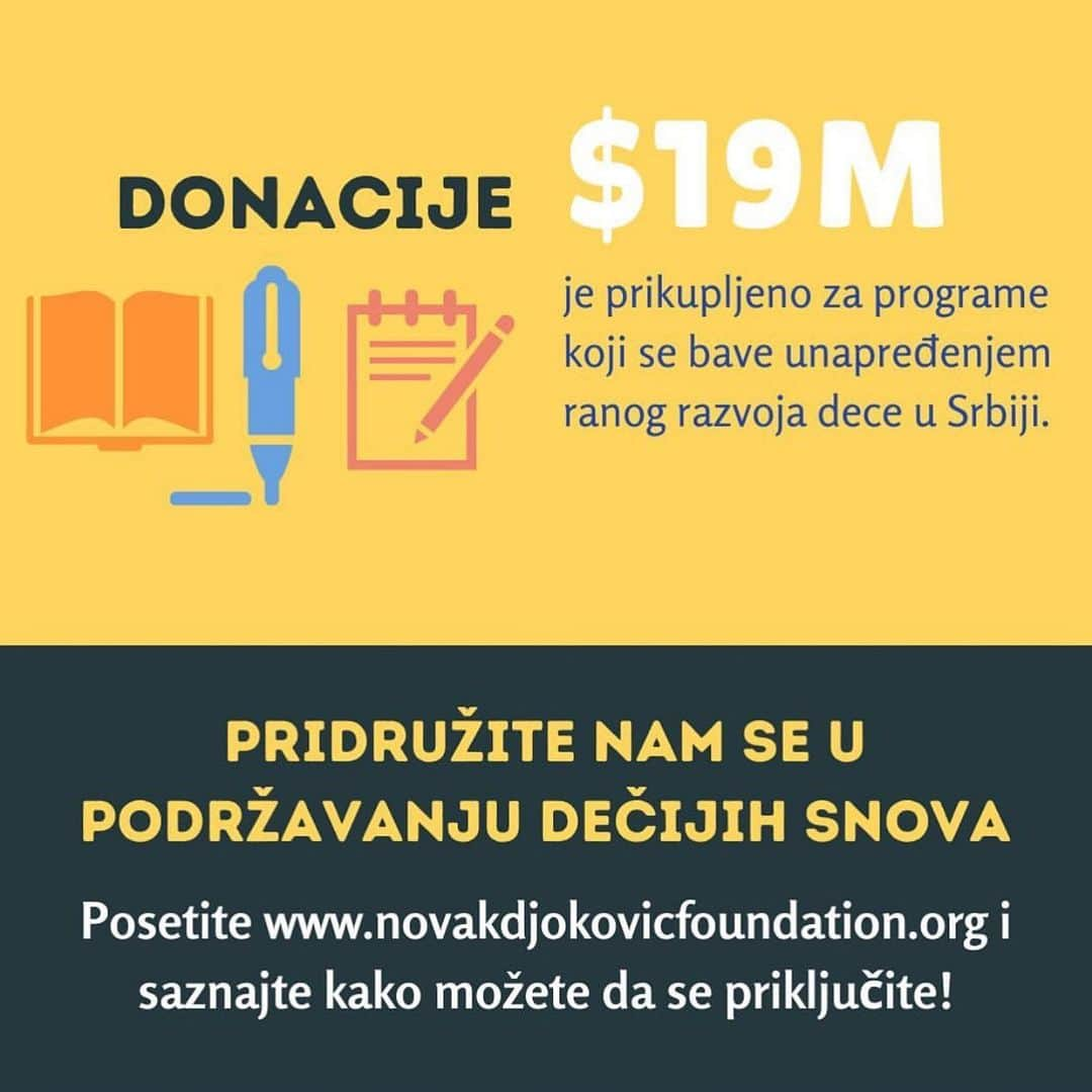 ノバク・ジョコビッチさんのインスタグラム写真 - (ノバク・ジョコビッチInstagram)「It’s been a hard year for so many families and I wanted to share my gratitude with @jelenadjokovicndf, @majakremic, everyone at @novakfoundation, and our donors and partners. This team has improved the living conditions of thousands of children, parents, teachers, and impoverished communities in Serbia from e-learning to school builds to COVID supplies and even mental health seminars. So much impactful work.⁣ ⁣ Myself and @jelenadjokovicndf are committed to the social good of our home country, especially through our children’s early childhood education. I play a small role compared to what this team achieves on the ground so thank you all for your dedication to our mission and commitment to believing we can make a difference 🙏 #WorldChildrensDay #BelieveinTheirDreams #ForEveryChild  Ova godina je bila jako izazovna za sve porodice i želim da izrazim zahvalnost @jelenadjokovicndf, @majakremic, celom timu @novakfoundation, našim donatorima i partnerima. Ovaj tim je uticao na poboljšanje života hiljade dece, roditelja, učitelja i ljudi iz ugroženih sredina u Srbiji. Od online učenja, preko izgradnje vrtića, do pomoći tokom pandemije Korona virusa i seminara o mentalnom zdravlju - urađeno je toliko toga!  I @jelenadjokovicndf i ja smo posvećeni unapređenju i razvoju naše zemlje, posebno kroz rani razvoj i rano obrazovanje dece. Moja uloga je mala u poređenju sa onim što ovaj tim ostvaruje na terenu i zato hvala na posvećenosti našoj misiji i veri da možemo da napravimo razliku 🙏」11月21日 4時10分 - djokernole