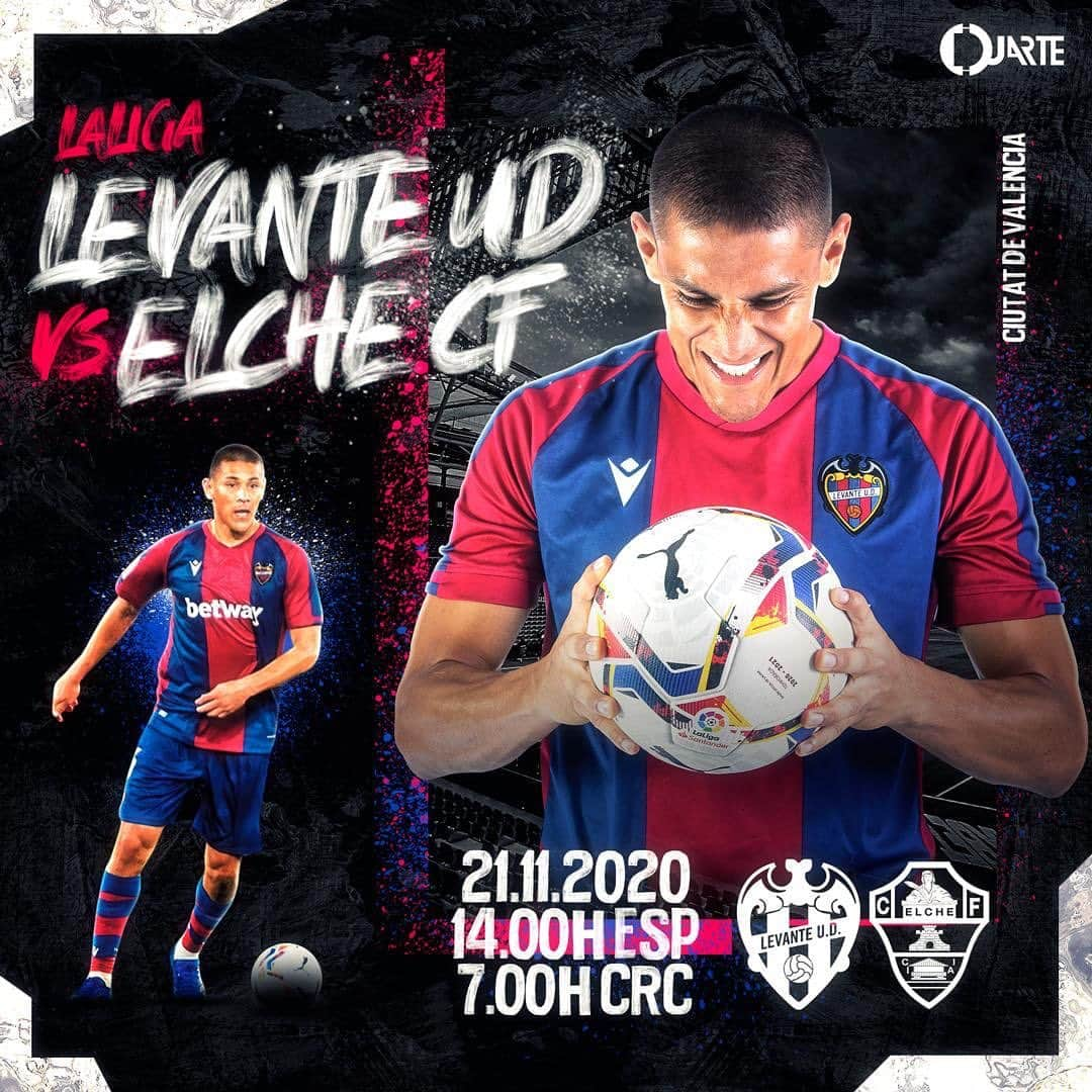 オスカル・デュアルテのインスタグラム：「.@levanteud 🔵🔴🐸  ‬ ‪🆚 @elchecfoficial .‬ ‪🏆 LaLiga Santander . ‪⚽️ Jornada 10...‬ ‪🏟Ciutat De Valencia .‬ ‪📅 Sábado 21 Noviembre.‬ ‪⏰ 14:00h 🇪🇸 7:00h 🇨🇷‬」