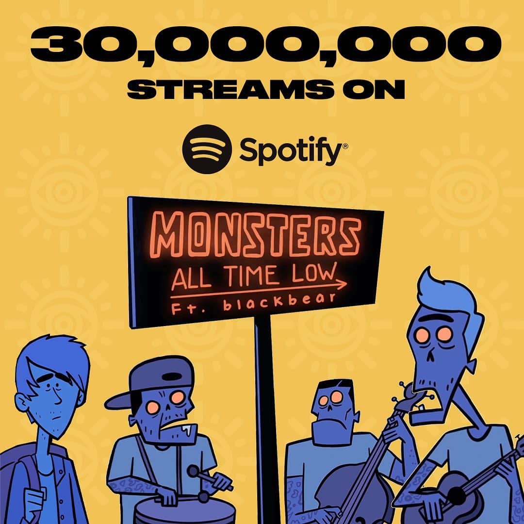 All Time Lowのインスタグラム：「9 weeks at #1 and a whole bunch of streams. We love all of you and are so grateful every single day 💛」
