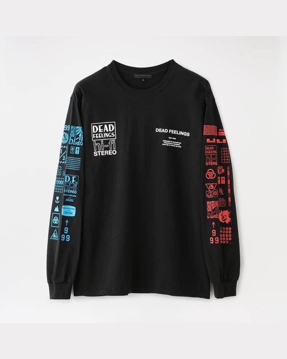 ケンゾーミナミのインスタグラム：「𝐃𝐄𝐀𝐃 𝐅𝐄𝐄𝐋𝐈𝐍𝐆𝐒 / FW20 / “HI-FI” / BLACK / LONG SLEEVE T-SHIRT  Available at @loveless___official & others  Photo (1) from www.loveless-shop.jp & Sample photos (2-6) from 02/22/20.  https://www.loveless-shop.jp/products/detail.php?maker_id=167&category_id=&product_id=6054&color_id=1  @nepenthes_newyork @nepenthes.official #kenzominami」